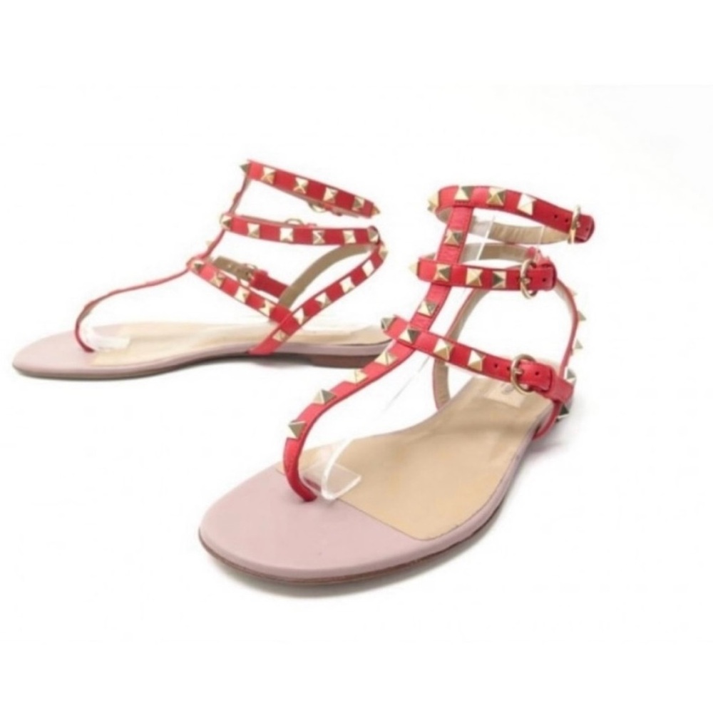 Valentino Garavani Studded Red Strappy Sandals
